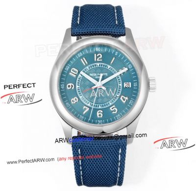 Patek Philippe Calatrava Limited Edition Blue Arabic Dial Fabric Strap Swiss Replica Watch 